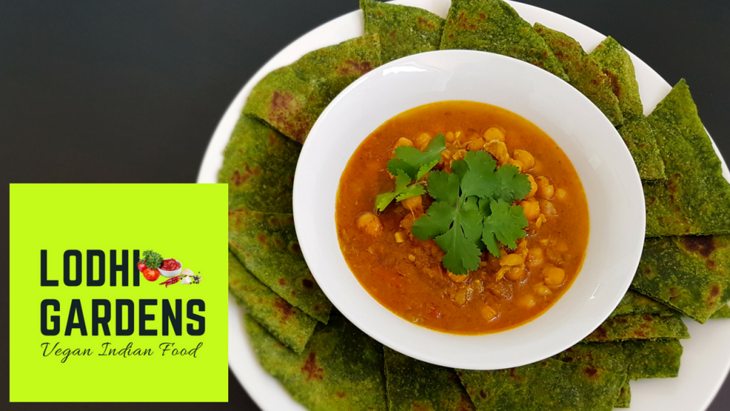 Masala Chickpea Curry with Spinach Rotis